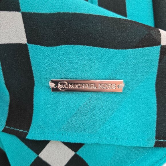 Michael Michael Kors Graphic Print Pleated Sleeveless Blouse Size Large - Picture 6 of 7